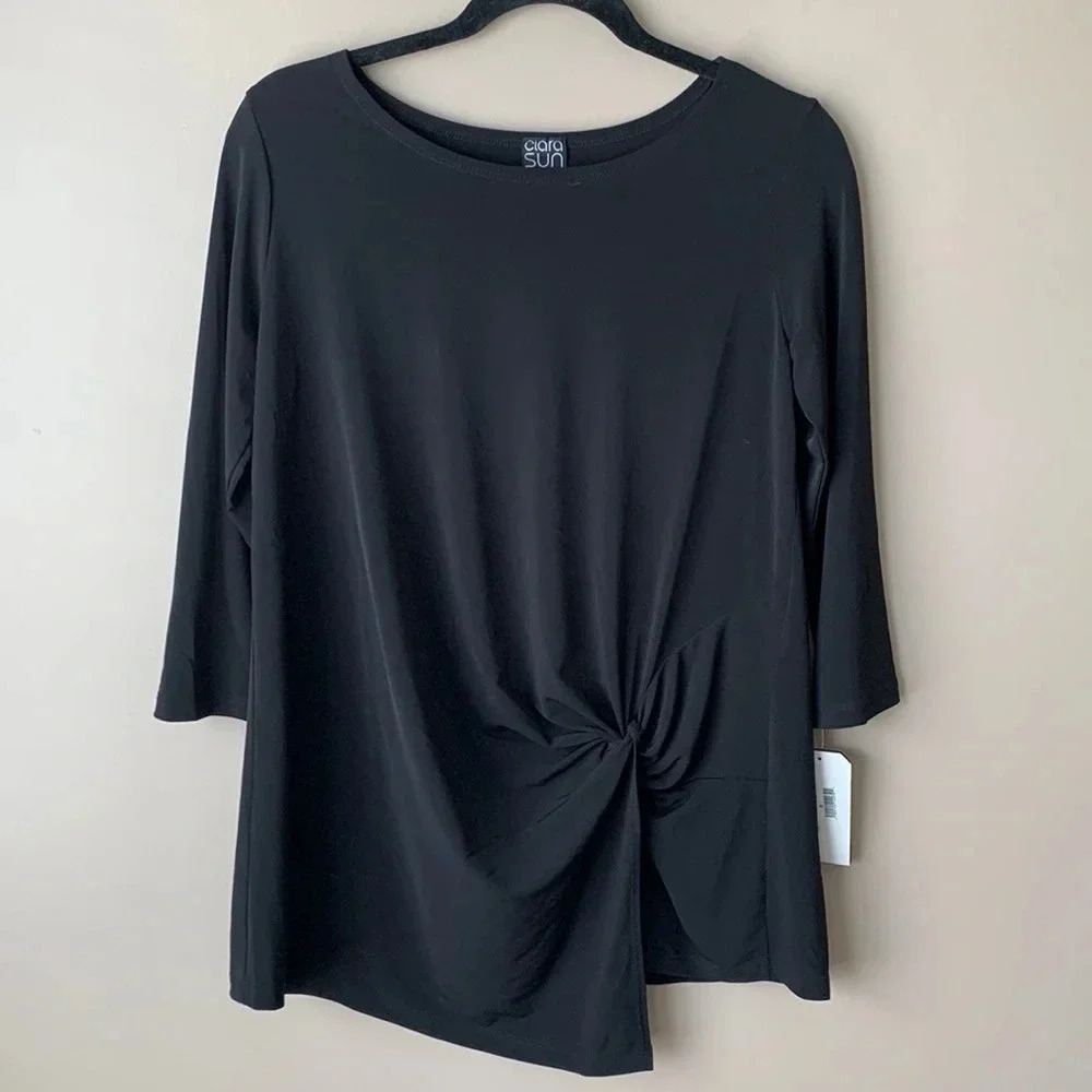 NWT Clara Sun Woo black twist front detail tunic sz sm
